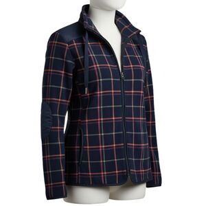Talbots XL P Navy Blue Plaid Knit Jacket